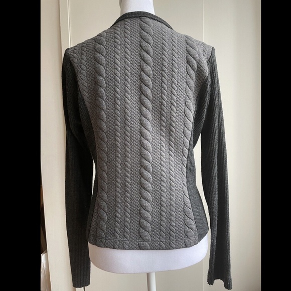 Gray Sweater Moto Style Jacket Size Women’s Small Made in USA - Picture 7 of 11
